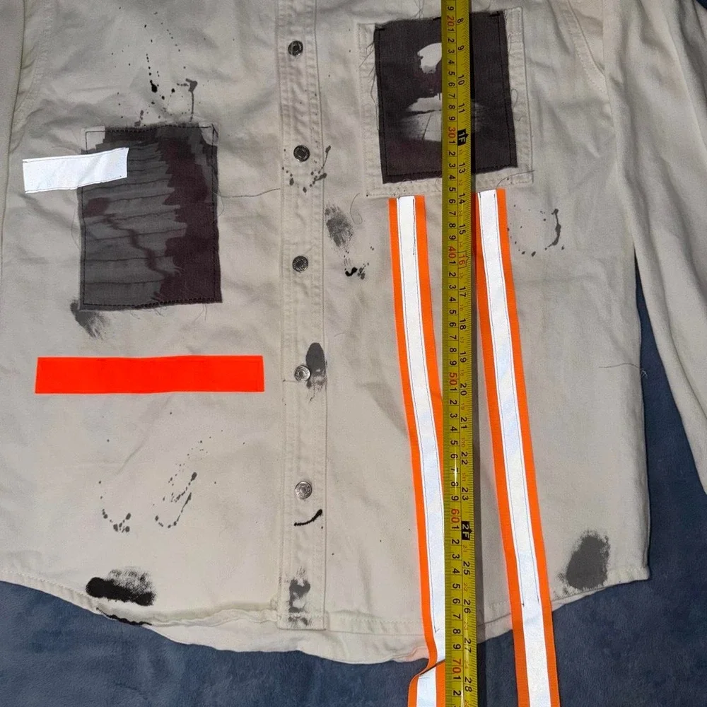 Zara Men's Punk Motif Distressed Denim Jacket